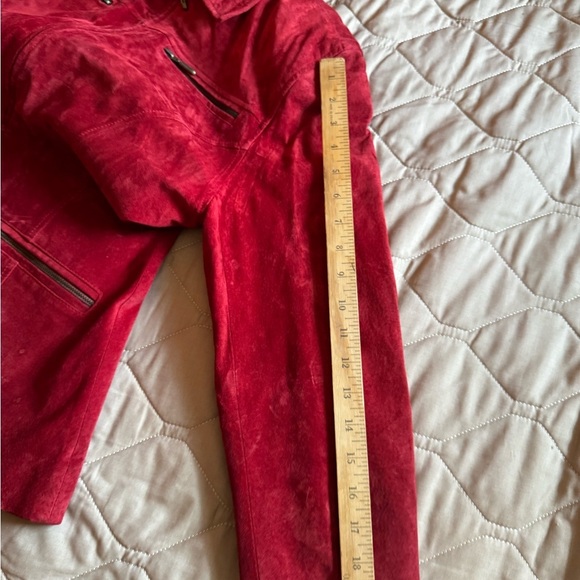 Jessi Lee Red Suede Leather Hip-length Jacket Women’s Size M Vintage Full Zip - Picture 13 of 15